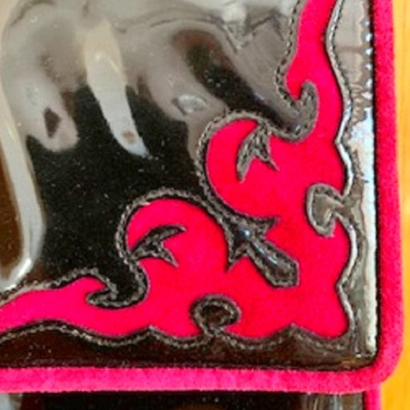 Accents by Sharif Black Leather/Pink Suede Flap Shoulder/Crossbody Handbag Bag - Picture 2 of 6